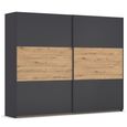 Rauch Neo 261cm 2 Door Sliding Wardrobe - Metallic Dark Grey and Artisan Oak