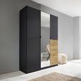 Rauch Ontario 136cm 3 Door Combi Wardrobe - Metallic Dark Grey and Sonoma Oak