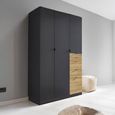 Rauch Ontario 136cm 3 Door Wardrobe with Drawer - Metallic Dark Grey and Sonoma Oak