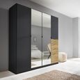 Rauch Ontario 181cm 4 Door Combi Wardrobe - Metallic Dark Grey and Sonoma Oak
