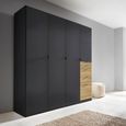 Rauch Ontario 181cm 4 Door Wardrobe with Drawer - Metallic Dark Grey and Sonoma Oak