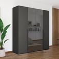 Rauch Paola 201cm 4 Door Wardrobe - Graphite and Grey Glass