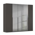 Rauch Paola 251cm 5 Door Wardrobe - Graphite and Grey Glass