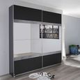Rauch Penzberg 181cm 2 Door Sliding Wardrobe with Mirror - Metallic Dark Grey and Stone Grey