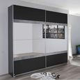 Rauch Penzberg 226cm 2 Door Sliding Wardrobe with Mirror - Metallic Dark Grey and Stone Grey
