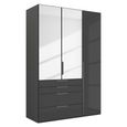 Purisma Wardrobe - 151cm - 3 Door - Combi - Graphite & Basalt Glass