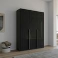 Rauch Purisma 151cm 3 Door Wardrobe - Graphite and Basalt Glass