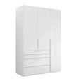 Purisma Wardrobe - 151cm - 3 Door - 4 Drawer - Alpine White & Crystal White Glass