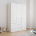 Purisma Wardrobe - 151cm - 3 Door - 4 Drawer - Alpine White & Crystal White Glass