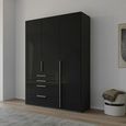 Purisma Wardrobe - 151cm - 3 Door - 4 Drawer - Graphite & Basalt Glass