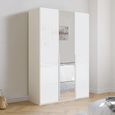 Rauch Purisma 151cm 3 Door Wardrobe with Mirror - Alpine White and Crystal White Glass