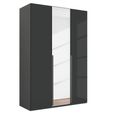 Rauch Purisma 151cm 3 Door Wardrobe with Mirror - Graphite and Basalt Glass