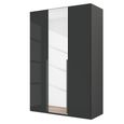 Rauch Purisma 151cm 3 Door Wardrobe with Mirror - Graphite and Basalt Glass