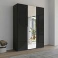 Rauch Purisma 151cm 3 Door Wardrobe with Mirror - Graphite and Basalt Glass