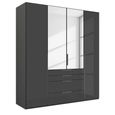 Purisma Wardrobe - 201cm - 4 Door - Combi - Graphite & Basalt Glass
