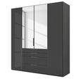 Purisma Wardrobe - 201cm - 4 Door - Combi - Graphite & Basalt Glass