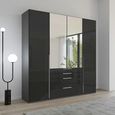 Purisma Wardrobe - 201cm - 4 Door - Combi - Graphite & Basalt Glass