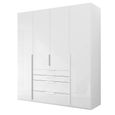Purisma Wardrobe - 201cm - 4 Door - 4 Drawer - Alpine White & Crystal White Glass