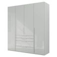 Purisma Wardrobe - 201cm - 4 Door - 4 Drawer - Silk Grey Glass