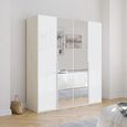 Rauch Purisma 201cm 4 Door Wardrobe with Mirror - Alpine White and Crystal White Glass