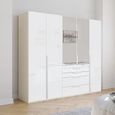 Purisma Wardrobe - 251cm - 5 Door - Combi - Alpine White & Crystal White Glass