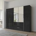 Purisma Wardrobe - 251cm - 5 Door - Combi - Graphite & Basalt Glass