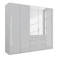 Purisma Wardrobe - 251cm - 5 Door - Combi - Silk Grey Glass