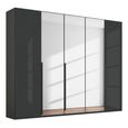 Purisma Wardrobe - 251cm - 5 Door - Mirror - Graphite & Basalt Glass