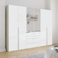 Purisma Wardrobe - 301cm - 6 Door - Combi - Alpine White & Crystal White Glass