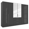 Purisma Wardrobe - 301cm - 6 Door - Combi - Graphite & Basalt Glass