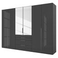 Purisma Wardrobe - 301cm - 6 Door - Combi - Graphite & Basalt Glass