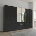 Purisma Wardrobe - 301cm - 6 Door - Combi - Graphite & Basalt Glass