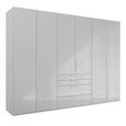 Purisma Wardrobe - 301cm - 6 Door - 4 Drawer - Silk Grey Glass
