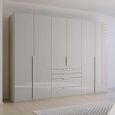 Purisma Wardrobe - 301cm - 6 Door - 4 Drawer - Silk Grey Glass