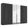 Rauch Purisma 301cm 6 Door Wardrobe with Mirror - Graphite and Basalt Glass