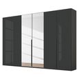 Rauch Purisma 301cm 6 Door Wardrobe with Mirror - Graphite and Basalt Glass