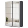 Rauch Quadra 136cm 2 Door Sliding Mirrored Wardrobe - Metallic Dark Grey