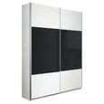 Quadra Sliding Wardrobe - 136cm - 2 Door - Alpine White & Basalt Glass