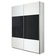 Quadra Sliding Wardrobe - 136cm - 2 Door - Alpine White & Basalt Glass