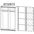 Quadra Sliding Wardrobe - 136cm - 2 Door - Alpine White & Basalt Glass