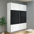 Quadra Sliding Wardrobe - 136cm - 2 Door - Alpine White & Basalt Glass