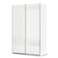 Quadra Sliding Wardrobe - 136cm - 2 Door - Alpine White & High Gloss White