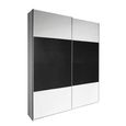 Quadra Sliding Wardrobe - 136cm - 2 Door - Alpine White & Metallic Dark Grey