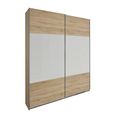 Quadra Sliding Wardrobe - 136cm - 2 Door - Sonoma Oak & Alpine White