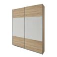 Quadra Sliding Wardrobe - 136cm - 2 Door - Sonoma Oak & Alpine White