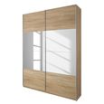 Quadra Sliding Wardrobe - 136cm - 2 Door - Sonoma Oak & Champagne Glass