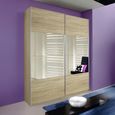 Quadra Sliding Wardrobe - 136cm - 2 Door - Sonoma Oak & Champagne Glass