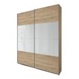 Quadra Sliding Wardrobe - 136cm - 2 Door - Sonoma Oak & White Glass