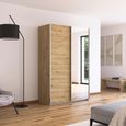 Rauch Quadra 136cm 2 Door Sliding Wardrobe with Mirror - Artisan Oak