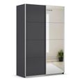 Rauch Quadra 136cm 2 Door Sliding Wardrobe with Mirror - Metallic Dark Grey